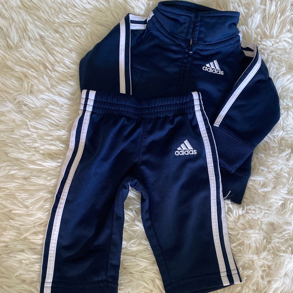 Baby Adidas Blue Striped Tracksuit Sz. 3 Months